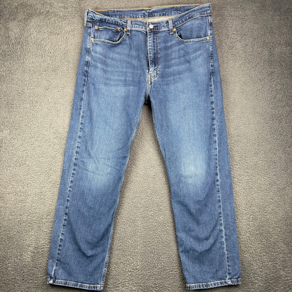 Levis 505 Regular Fit Straight Leg Blue Denim Jeans Mens‎ 38x30 Stretch 505-0216